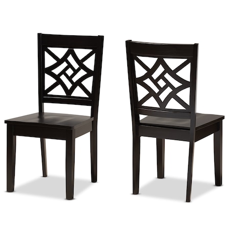 Baxton Studio Nicolette Modern and Contemporary Dark Brown Finished Wood 2-Piece Dining Chair Set 179-11385-Zoro